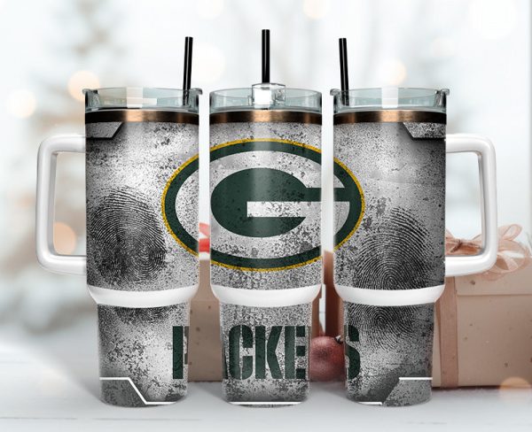 Green Bay Packers NFL Fingerprint Effect Custom Stanley Quencher 30oz-40oz Stainless Steel Tumbler Hot And Cold Tumbler