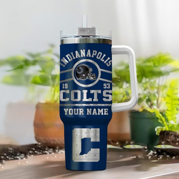 Indianapolis Colts NFL Custom Stanley Quencher 30oz-40oz Stainless Steel Tumbler Hot And Cold Tumbler - Image 2
