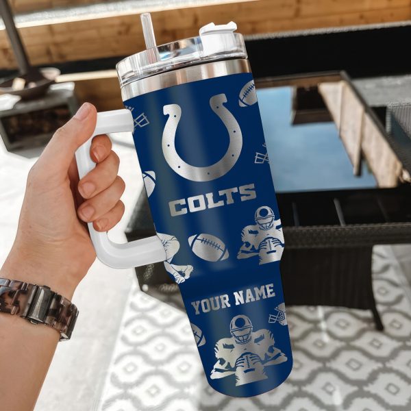 Indianapolis Colts NFL Custom Stanley Quencher 30oz-40oz Stainless Steel Tumbler Hot And Cold Tumbler - Image 2