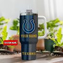 Indianapolis Colts NFL Leather Effect Custom Stanley Quencher 30oz-40oz Stainless Steel Tumbler Hot And Cold Tumbler