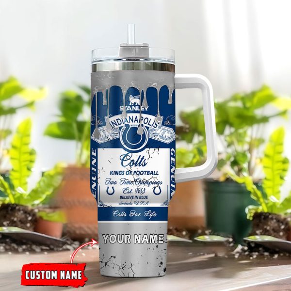 Indianapolis Colts NFL Kings Of Football Custom Stanley Quencher 30oz-40oz Stainless Steel Tumbler Hot And Cold Tumbler - Image 2