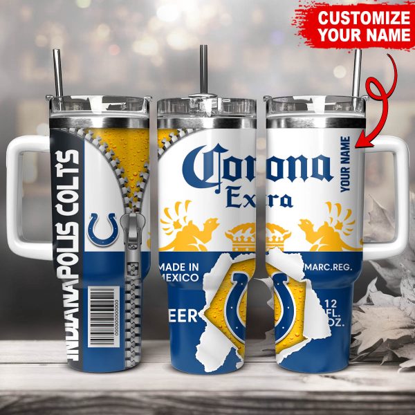 Indianapolis Colts NFL Corona Extra Custom Stanley Quencher 30oz-40oz Stainless Steel Tumbler Hot And Cold Tumbler