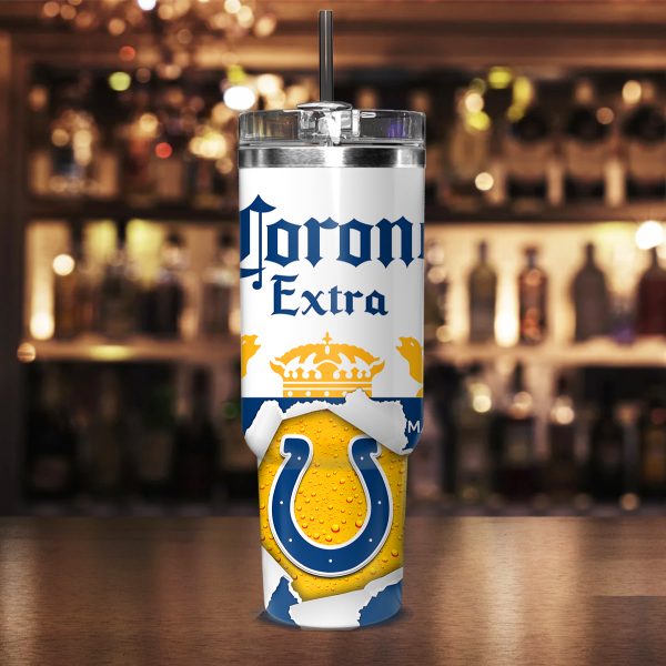 Indianapolis Colts NFL Corona Extra Custom Stanley Quencher 30oz-40oz Stainless Steel Tumbler Hot And Cold Tumbler - Image 2