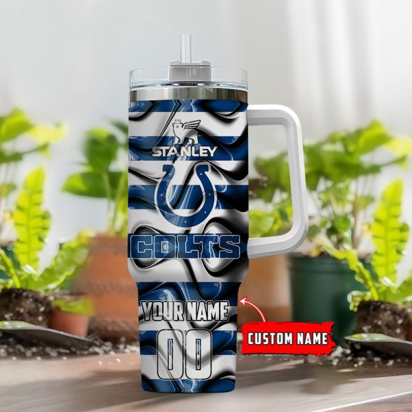 Indianapolis Colts NFL Custom Stanley Quencher 30oz-40oz Stainless Steel Tumbler Hot And Cold Tumbler - Image 2