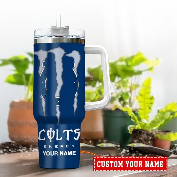 Indianapolis Colts NFL Energy Nutrition Facts Custom Stanley Quencher 30oz-40oz Stainless Steel Tumbler Hot And Cold Tumbler - Image 2