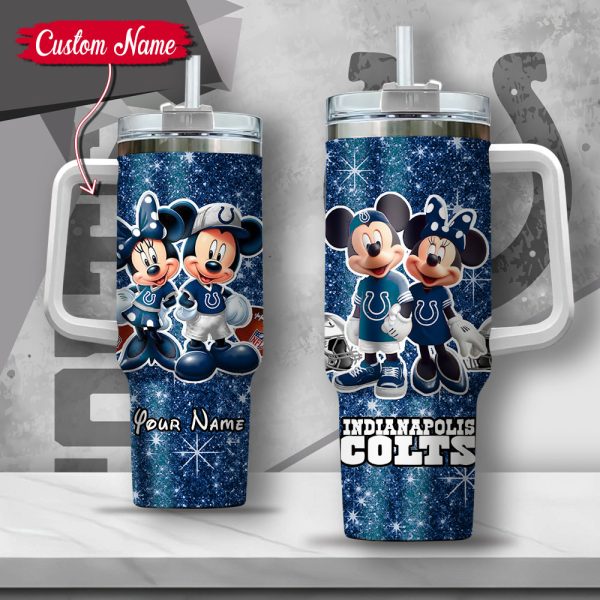 NFL Indianapolis Colts Mickey And Minnie Couple Custom Stanley Quencher 30oz-40oz Stainless Steel Tumbler Hot And Cold Tumbler