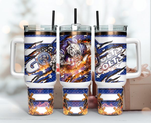 Indianapolis Colts NFL Mascot Custom Stanley Quencher 30oz-40oz Stainless Steel Tumbler Hot And Cold Tumbler