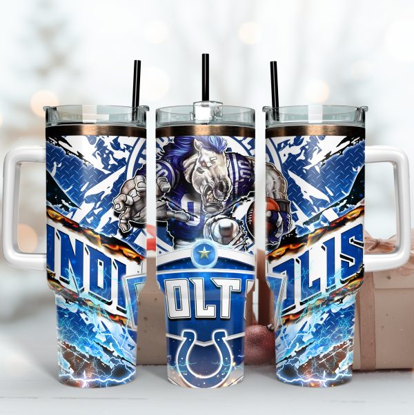 Indianapolis Colts NFL Mascot Custom Stanley Quencher 30oz-40oz Stainless Steel Tumbler Hot And Cold Tumbler