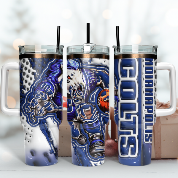 Indianapolis Colts NFL Mascot Custom Stanley Quencher 30oz-40oz Stainless Steel Tumbler Hot And Cold Tumbler