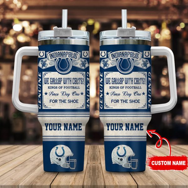 Indianapolis Colts NFL Vintage Kings Of Football Custom Stanley Quencher 30oz-40oz Stainless Steel Tumbler Hot And Cold Tumbler