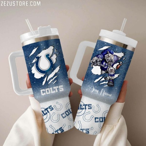 Indianapolis Colts NFL Custom Stanley Quencher 30oz-40oz Stainless Steel Tumbler Hot And Cold Tumbler
