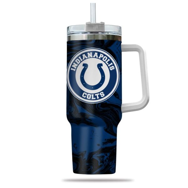 Indianapolis Colts NFL Custom Stanley Quencher 30oz-40oz Stainless Steel Tumbler Hot And Cold Tumbler - Image 2