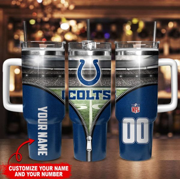 Indianapolis Colts NFL Custom Stanley Quencher 30oz-40oz Stainless Steel Tumbler Hot And Cold Tumbler - Image 2