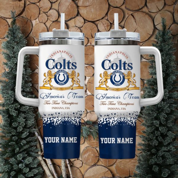 Indianapolis Colts NFL Custom Stanley Quencher 30oz-40oz Stainless Steel Tumbler Hot And Cold Tumbler