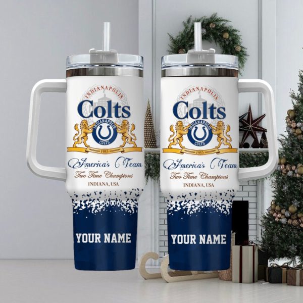 Indianapolis Colts NFL Custom Stanley Quencher 30oz-40oz Stainless Steel Tumbler Hot And Cold Tumbler - Image 2