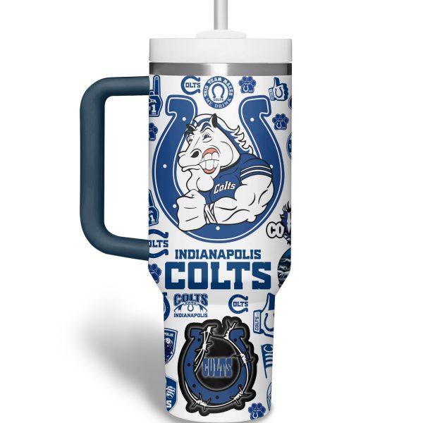 Indianapolis Colts NFL Custom Stanley Quencher 30oz-40oz Stainless Steel Tumbler Hot And Cold Tumbler - Image 2