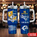 Los Angeles Rams NFL Silver Logo Custom Stanley Quencher 30oz-40oz Stainless Steel Tumbler Hot And Cold Tumbler