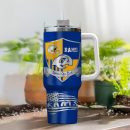 Los Angeles Rams NFL Silver Logo Custom Stanley Quencher 30oz-40oz Stainless Steel Tumbler Hot And Cold Tumbler