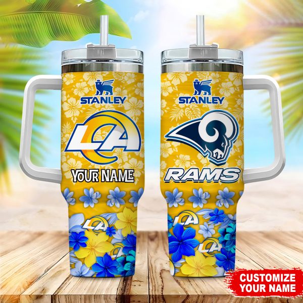 Los Angeles Rams NFL Tropical Floral Custom Stanley Quencher 30oz-40oz Stainless Steel