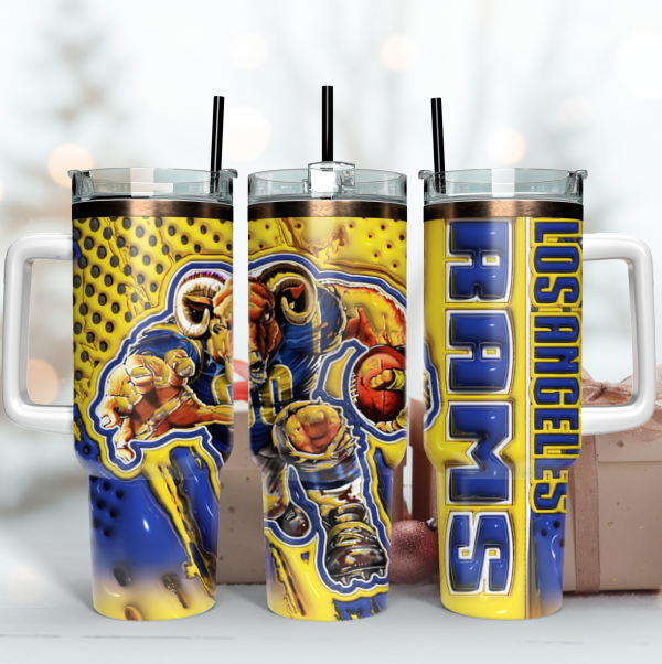 Los Angeles Rams NFL Mascot Custom Stanley Quencher 30oz-40oz Stainless Steel Tumbler Hot And Cold Tumbler