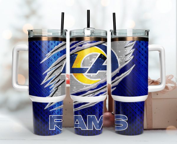 Los Angeles Rams NFL Bling Effect Custom Stanley Quencher 30oz-40oz Stainless Steel Tumbler Hot And Cold Tumbler