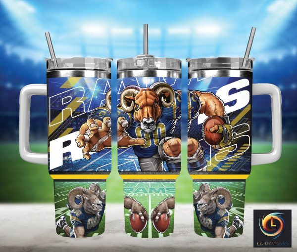 Los Angeles Rams NFL Mascot Custom Stanley Quencher 30oz-40oz Stainless Steel Tumbler Hot And Cold Tumbler