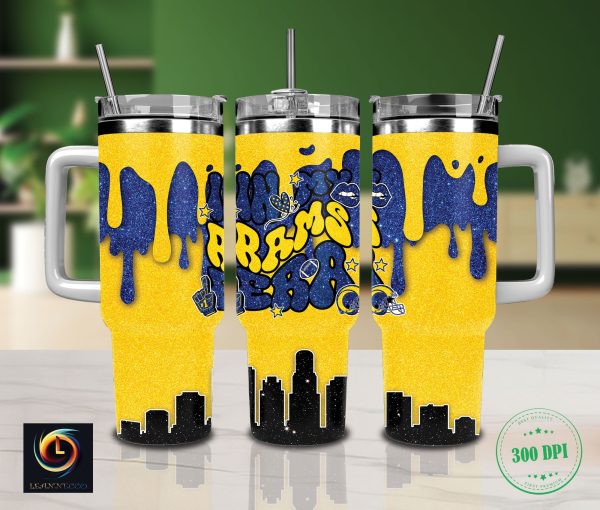 Los Angeles Rams NFL Glitter Custom Stanley Quencher 30oz-40oz Stainless Steel Tumbler Hot And Cold Tumbler