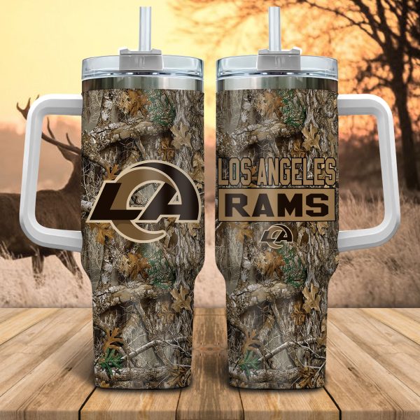Los Angeles Rams NFL Hunting Realtree Custom Stanley Quencher 30oz-40oz Stainless Steel Tumbler Hot And Cold Tumbler