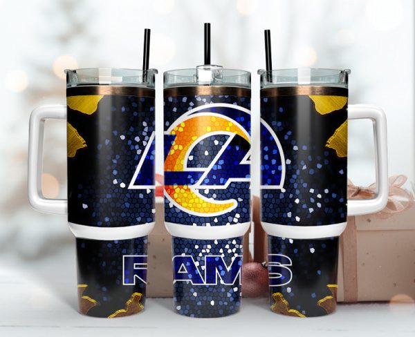 Los Angeles Rams NFL Stained Glass Effect Custom Stanley Quencher 30oz-40oz Stainless Steel Tumbler Hot And Cold Tumbler