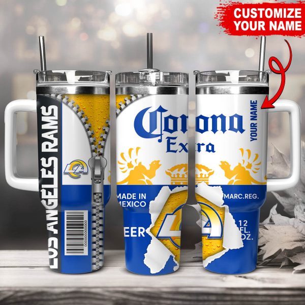 Los Angeles Rams NFL Corona Extra Custom Stanley Quencher 30oz-40oz Stainless Steel Tumbler Hot And Cold Tumbler