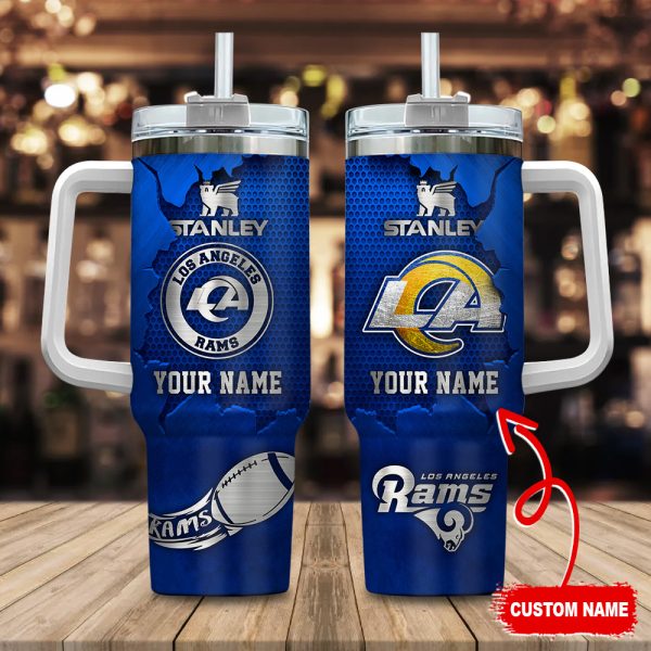 Los Angeles Rams NFL Metal Style Custom Stanley Quencher 30oz-40oz Stainless Steel Tumbler Hot And Cold Tumbler