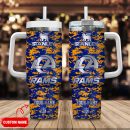 Los Angeles Rams NFL Camouflage Silver Logo Custom Stanley Quencher 30oz-40oz Stainless Steel Tumbler Hot And Cold Tumbler