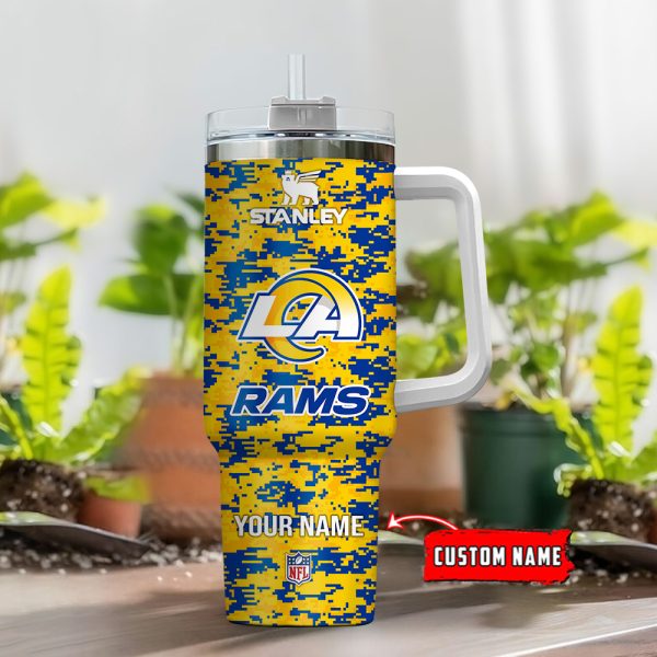 Los Angeles Rams NFL Camouflage Custom Stanley Quencher 30oz-40oz Stainless Steel Tumbler Hot And Cold Tumbler - Image 2