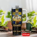 Los Angeles Rams NFL Glitter Golden Logo Custom Stanley Quencher 30oz-40oz Stainless Steel Tumbler Hot And Cold Tumbler