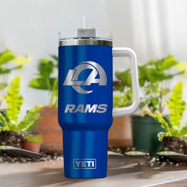 Los Angeles Rams NFL Laser Engraved Effect Custom Stanley Quencher 30oz-40oz Stainless Steel Tumbler Hot And Cold Tumbler - Image 2