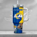 NFL Los Angeles Rams Gangster Skeleton Custom Stanley Quencher 30oz-40oz Stainless Steel Tumbler Hot And Cold Tumbler