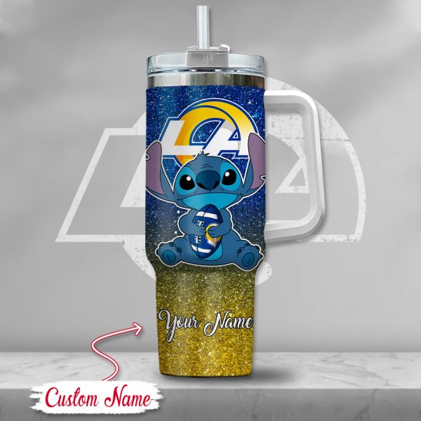 NFL Los Angeles Rams Stitch Glitter Custom Stanley Quencher 30oz-40oz Stainless Steel Tumbler Hot And Cold Tumbler - Image 2