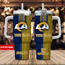 Los Angeles Rams NFL Leather Effect Custom Stanley Quencher 30oz-40oz Stainless Steel Tumbler Hot And Cold Tumbler