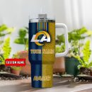 Los Angeles Rams NFL Leather Effect Custom Stanley Quencher 30oz-40oz Stainless Steel Tumbler Hot And Cold Tumbler