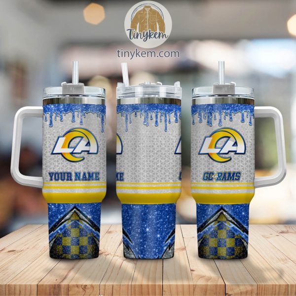 Los Angeles Rams Glitter NFL Custom Stanley Quencher 30oz-40oz Stainless Steel Tumbler Hot And Cold Tumbler - Image 2