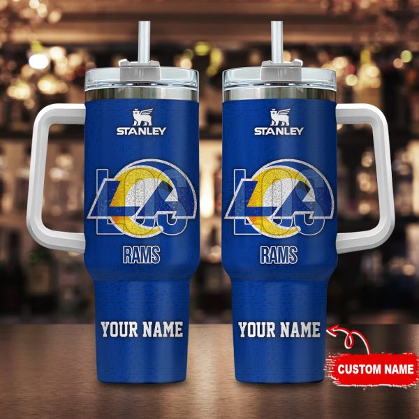 Los Angeles Rams NFL 3D Logo Custom Stanley Quencher 30oz-40oz Stainless Steel Tumbler Hot And Cold Tumbler