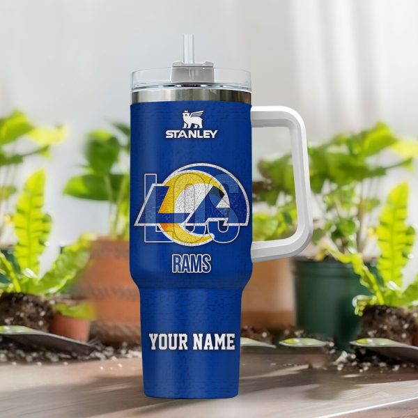 Los Angeles Rams NFL 3D Logo Custom Stanley Quencher 30oz-40oz Stainless Steel Tumbler Hot And Cold Tumbler - Image 2