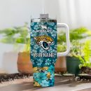 Jacksonville Jaguars NFL Tropical Floral Custom Stanley Quencher 30oz-40oz Stainless Steel