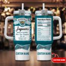Jacksonville Jaguars NFL Nutrition Facts Custom Stanley Quencher 30oz-40oz Stainless Steel Tumbler Hot And Cold Tumbler
