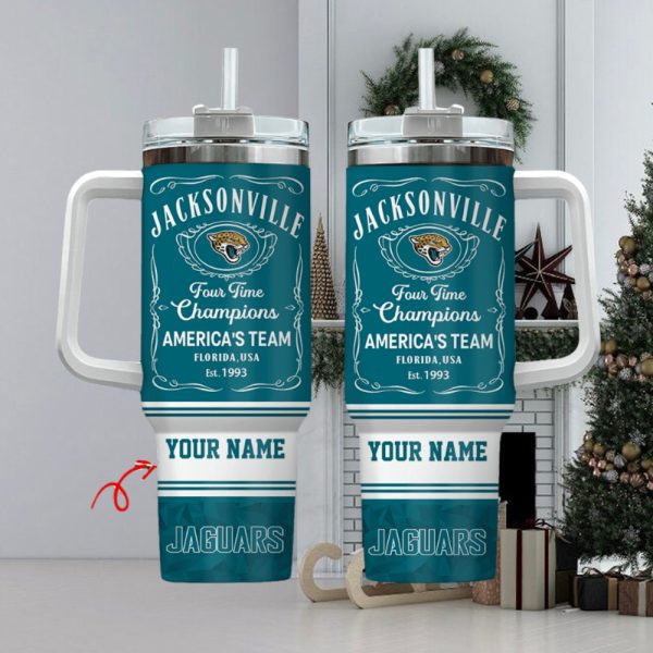 Jacksonville Jaguars NFL Custom Stanley Quencher 30oz-40oz Stainless Steel Tumbler Hot And Cold Tumbler - Image 2