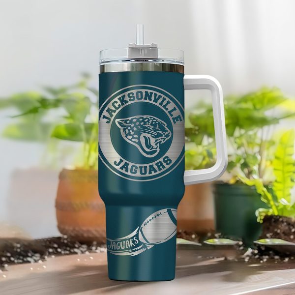 Jacksonville Jaguars NFL Custom Stanley Quencher 30oz-40oz Stainless Steel Tumbler Hot And Cold Tumbler - Image 2