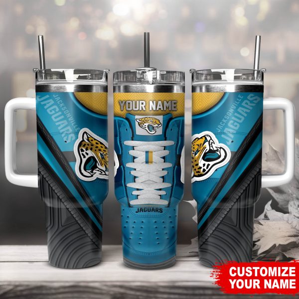 Jacksonville Jaguars NFL Sneaker Custom Stanley Quencher 30oz-40oz Stainless Steel Tumbler Hot And Cold Tumbler