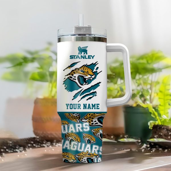 Jacksonville Jaguars NFL Custom Stanley Quencher 30oz-40oz Stainless Steel Tumbler Hot And Cold Tumbler - Image 2