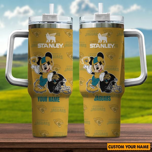 Jacksonville Jaguars NFL Mickey Mouse Custom Stanley Quencher 30oz-40oz Stainless Steel Tumbler Hot And Cold Tumbler