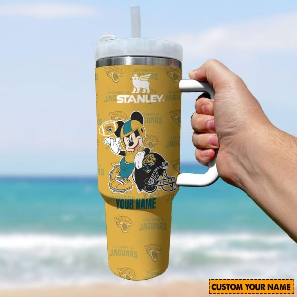 Jacksonville Jaguars NFL Mickey Mouse Custom Stanley Quencher 30oz-40oz Stainless Steel Tumbler Hot And Cold Tumbler - Image 2
